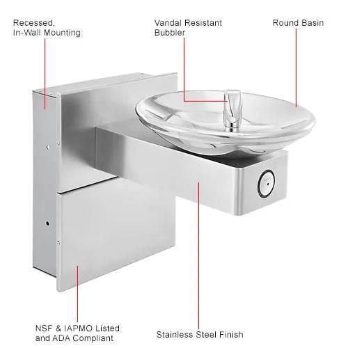 Global Industrial™ In-Wall Filtered Drinking Fountain –Vandal-Resistant, ADA Compliant – 270317F