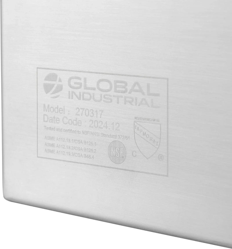 Global Industrial™ In-Wall Filtered Drinking Fountain –Vandal-Resistant, ADA Compliant – 270317F