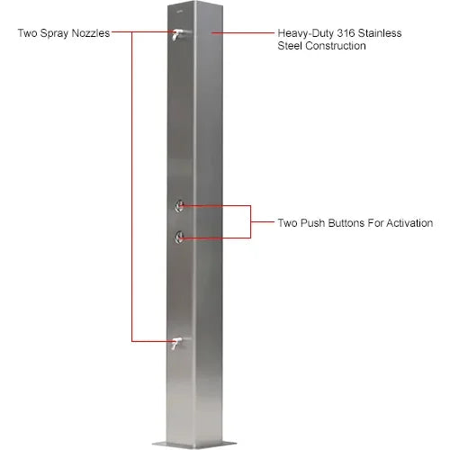 Global Industrial™ 84"H Outdoor Water Shower – Dual Nozzles, Heavy-Duty – 670434