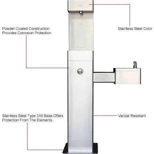 Global Industrial™ Outdoor Drinking Fountain with Bottle Filling Station – Stainless Steel, ADA Compliant – 761216