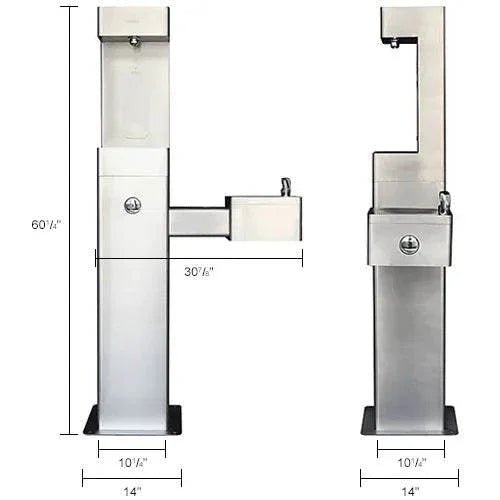 Global Industrial™ Outdoor Drinking Fountain with Bottle Filling Station – Stainless Steel, ADA Compliant – 761216