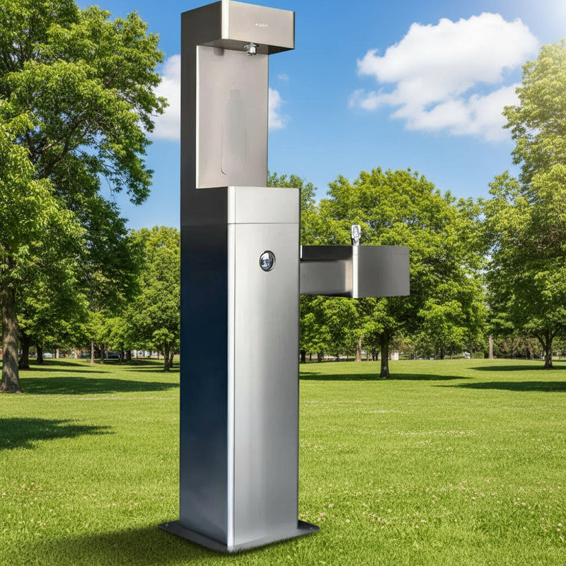 Global Industrial™ Outdoor Drinking Fountain with Bottle Filling Station – Stainless Steel, ADA Compliant – 761216
