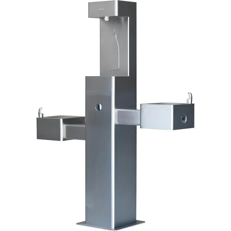 Global Industrial™ Outdoor Bottle Filling Station with Bi-Level Drinking Fountain, Unfiltered – Vandal-Resistant – 761220BK