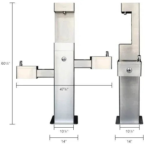 Global Industrial™ Outdoor Bottle Filling Station with Bi-Level Drinking Fountain, Unfiltered – Vandal-Resistant – 761220BK