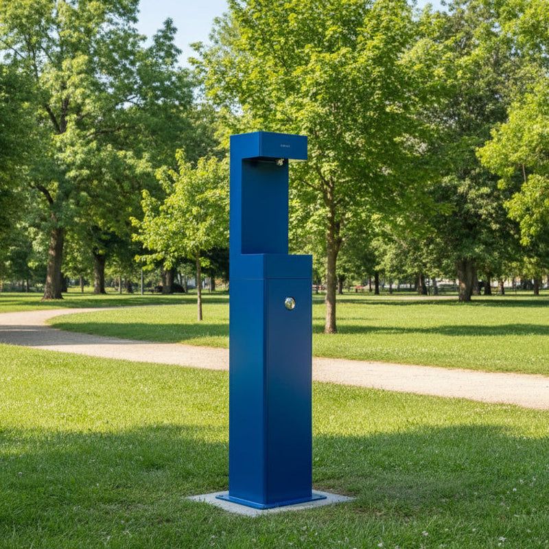 Global Industrial™ Outdoor Pedestal Bottle Filling Station – Stainless Steel, Vandal-Resistant – 761222