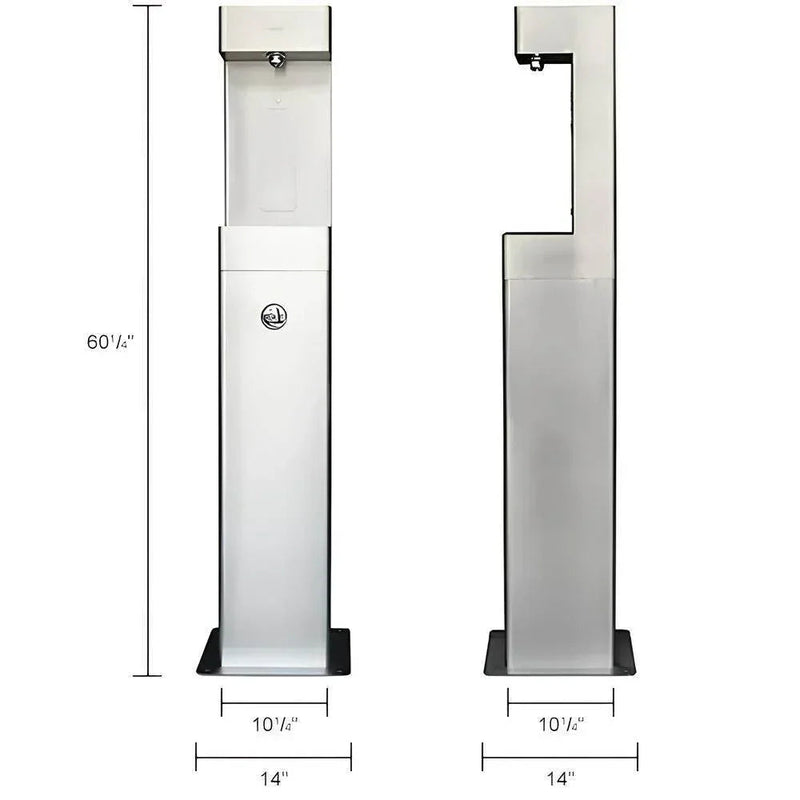 Global Industrial™ Outdoor Pedestal Bottle Filling Station – Stainless Steel, Vandal-Resistant – 761222