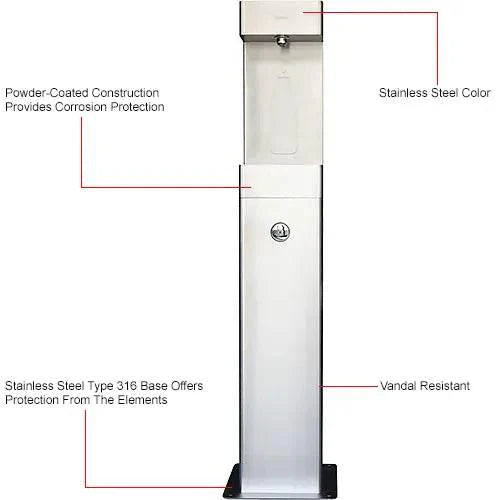 Global Industrial™ Outdoor Pedestal Bottle Filling Station – Stainless Steel, Vandal-Resistant – 761222