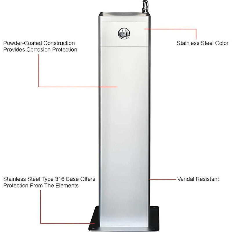 Global Industrial™ Outdoor Pedestal Drinking Fountain – Stainless Steel, Vandal-Resistant, ADA Compliant – 761223