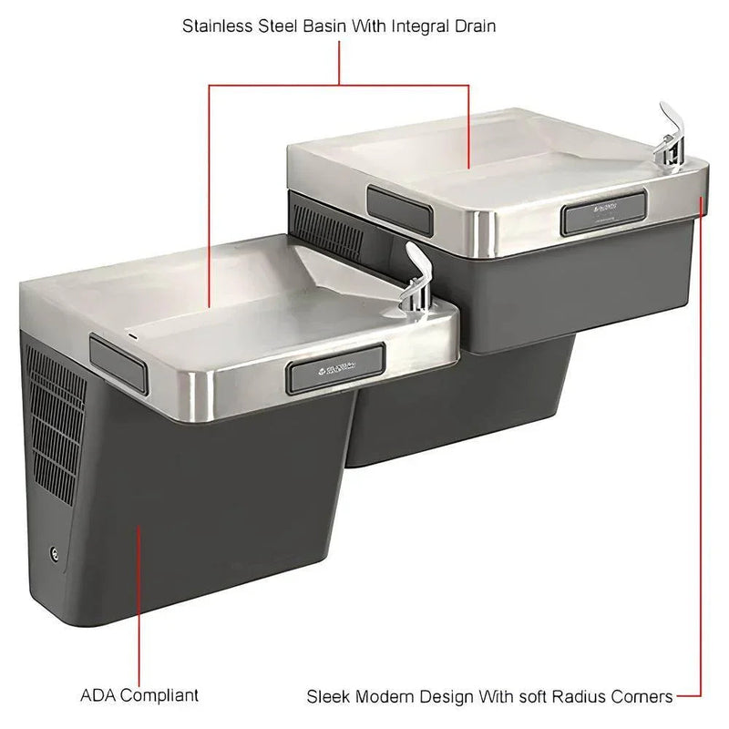 Global Industrial™ Bi-Level Refrigerated Drinking Fountain – Filtered, ADA Compliant – 761244