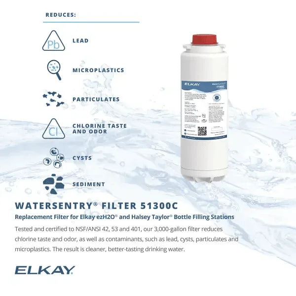 Elkay 51300C-3PK WaterSentry® Lead + Microplastics NSF/ANSI Certified Filter (3-Pack) (Bottle Fillers)